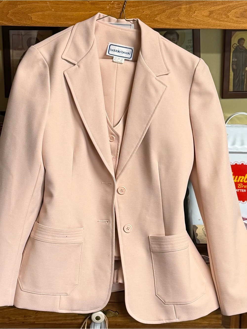 Bobbie Brooks Women's Light Blush Pink Tailored Suit with Blazer, Vest and Pants